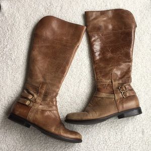 Brown leather boots